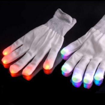Weiße LED-Disko-Handschuhe mit 6 Leuchtprogrammen Leuchthandschuhe Größe S