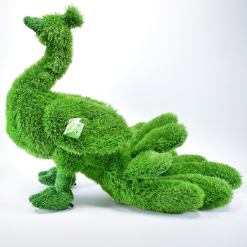 Preview: AniPlants, Grasfigur, "Pfau, liegende Schwanzfedern", Gartendeko, 100 cm