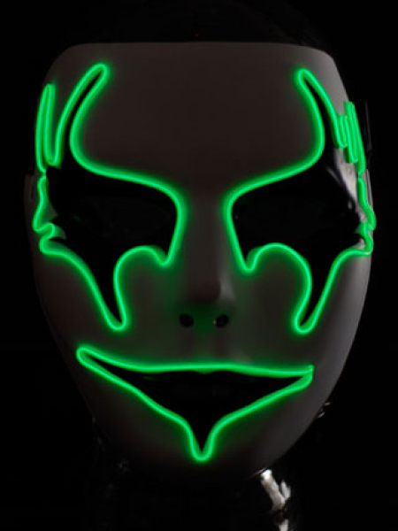 Hit der Saison ! Party Leuchtmaske  EL MASKE GRUENES PHANTOM ElektroLumineszens Schlauch