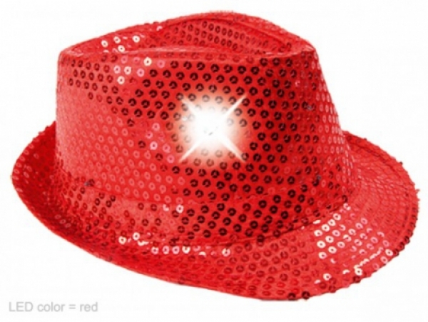 Current Glitter Trilby Hat with LED technology silver blue red gold  black