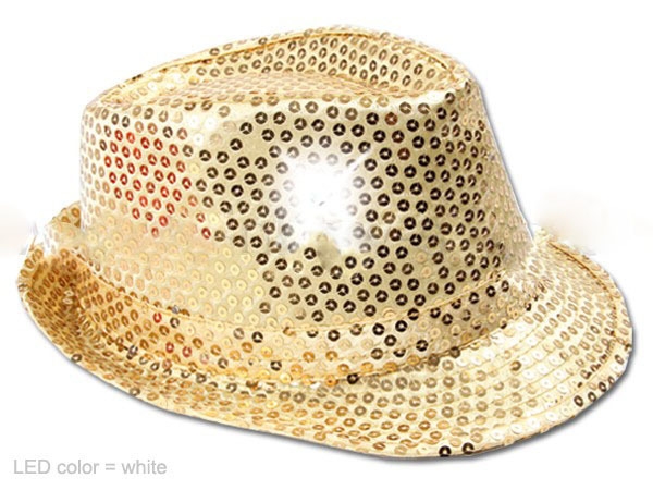 Current Glitter Trilby Hat with LED technology silver blue red gold  black
