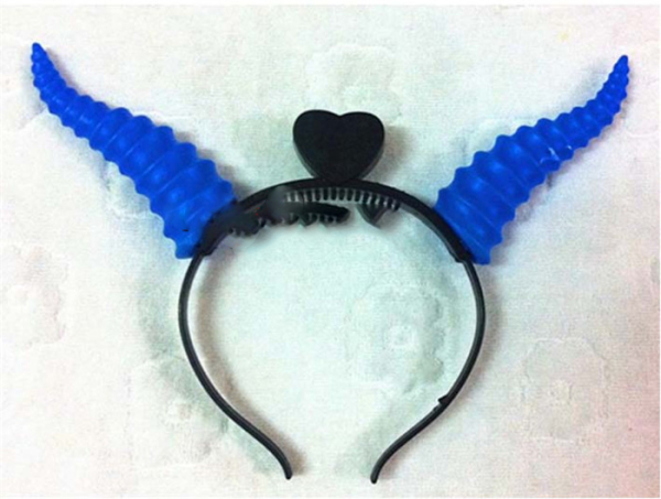 LED Licht Hoerner Teufels Hörner lang gedreht 9 cm turned horns blau rot pink grün